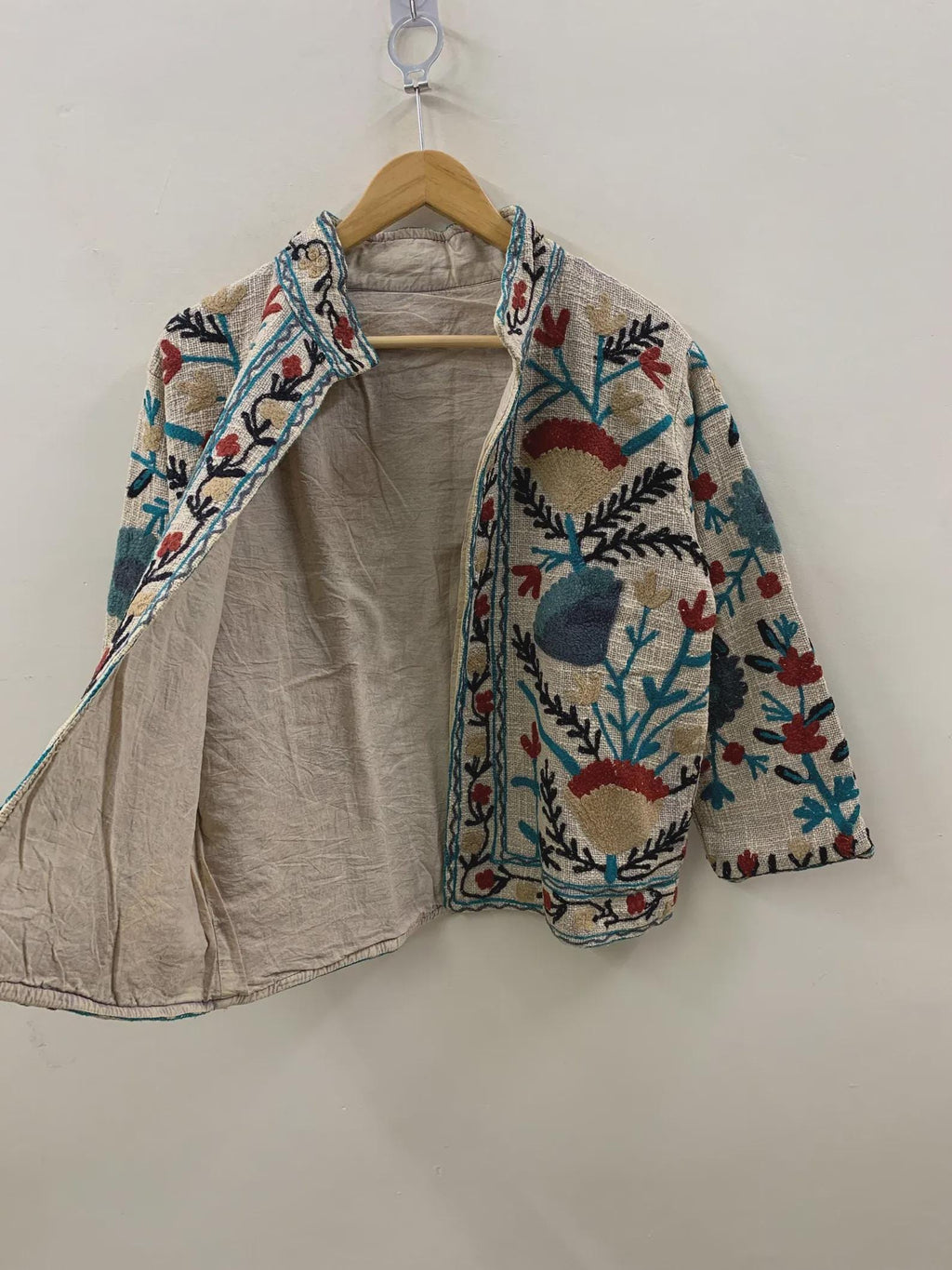 Embroidered TNT Suzani Short Summer Jacket | Floral Coat Robe | Ethnic Uzbek Textile | Festival Kimono Jacket |Warm Outerwear |Gift For Her