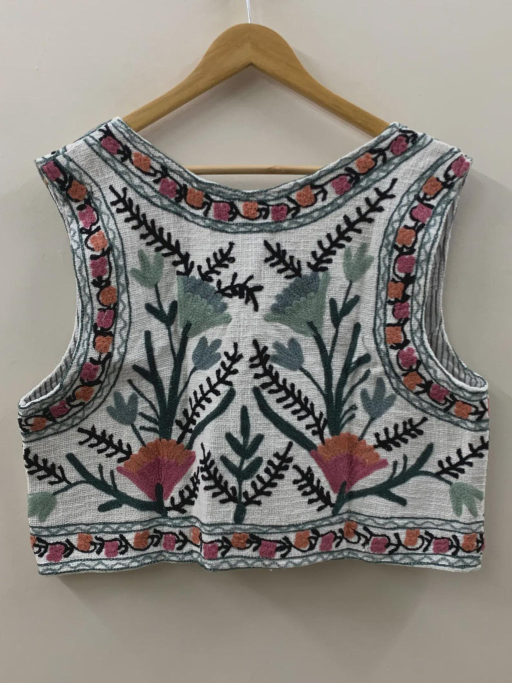 Floral Suzani Cotton Vest Top | Handmade Boho Waistcoat | Ethnic Sleeveless Jacket | Cotton Lined Festival Boho Layer Vest