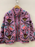 Handmade TNT Fabric Suzani Jacket | Boho Short Coat | Suzani Embroidery Winter Jacket | Women's Duster Coat | Gift for Her