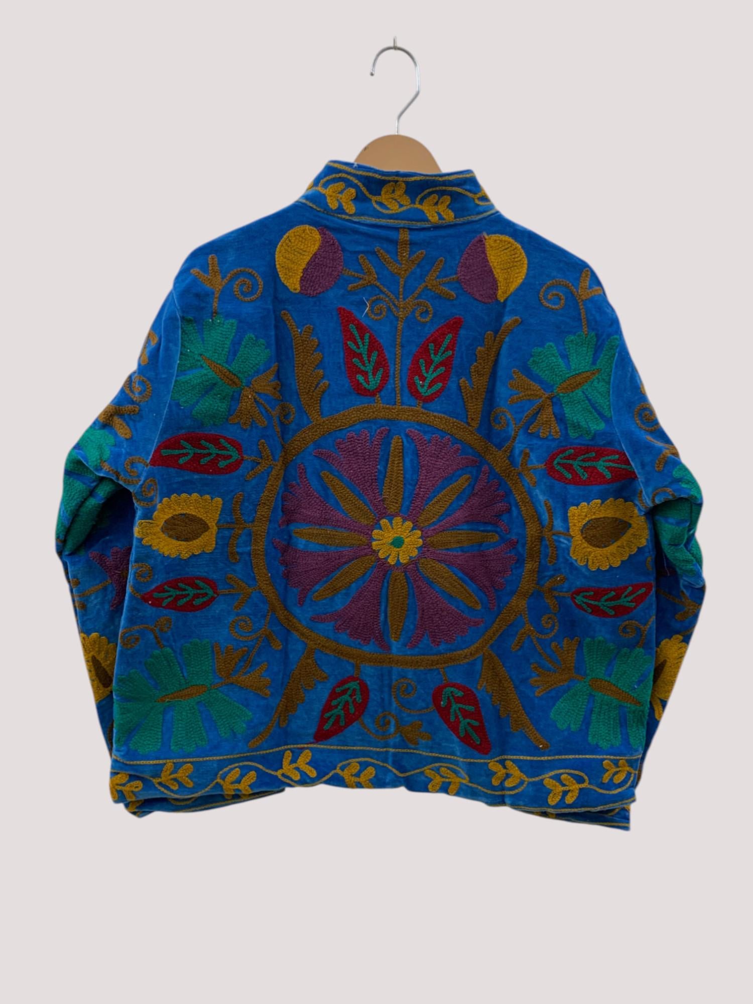 Suzani Velvet Short Jacket | Indian Suzani Embroidery Jacket | Winter Wear Women's Jacket Coat | Suzani Coat | Gift For Her |Duster Jacket