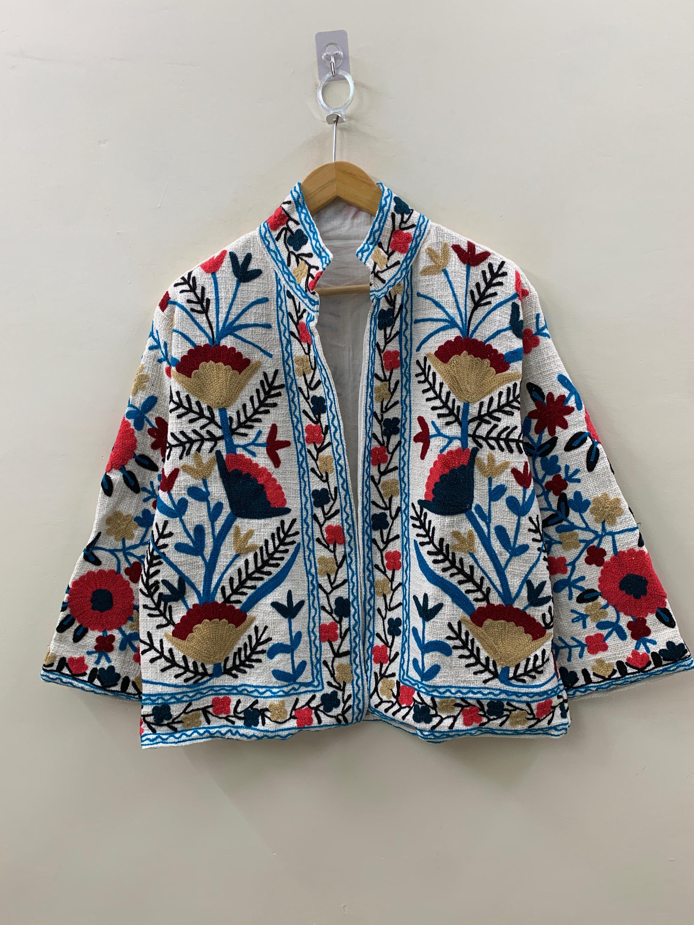 Suzani Embroidered Jacket TNT | Uzbek Kimono Jacket | Short Boho Coat | Vintage Style Jacket | Winter Outerwear | Gift for Her