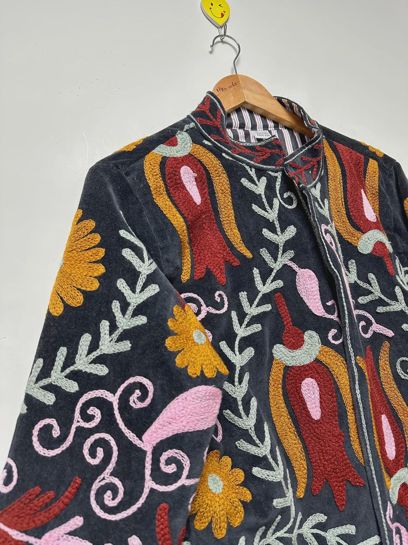 Suzani Velvet Jacket | Handmade Embroidered Bohemian Festival Coat | Gift For Her