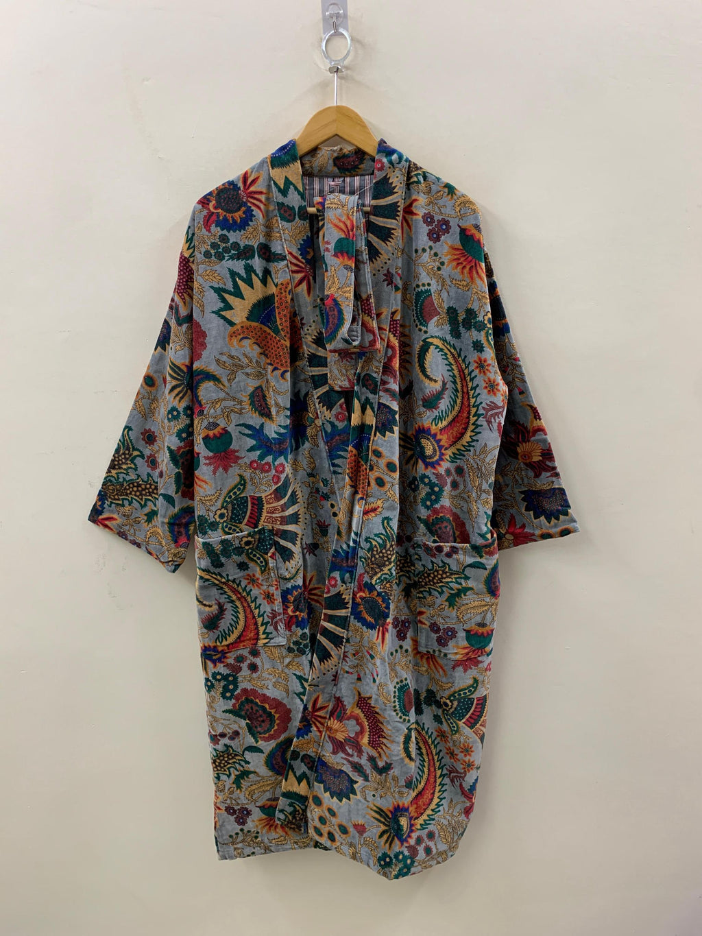 Velvet Kimono Robe Boho Style | Paisley Floral Print Lounge Wear | Dressing Gown | Women’s Bohemian Robe | Festival Outfit | Gift for Her