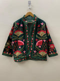 Traditional Suzani Embroidered Coat |Short Velvet Jacket | Boho Festival Coat | Ethnic Outerwear | Cropped Bohemian Jacket | Gift For Her