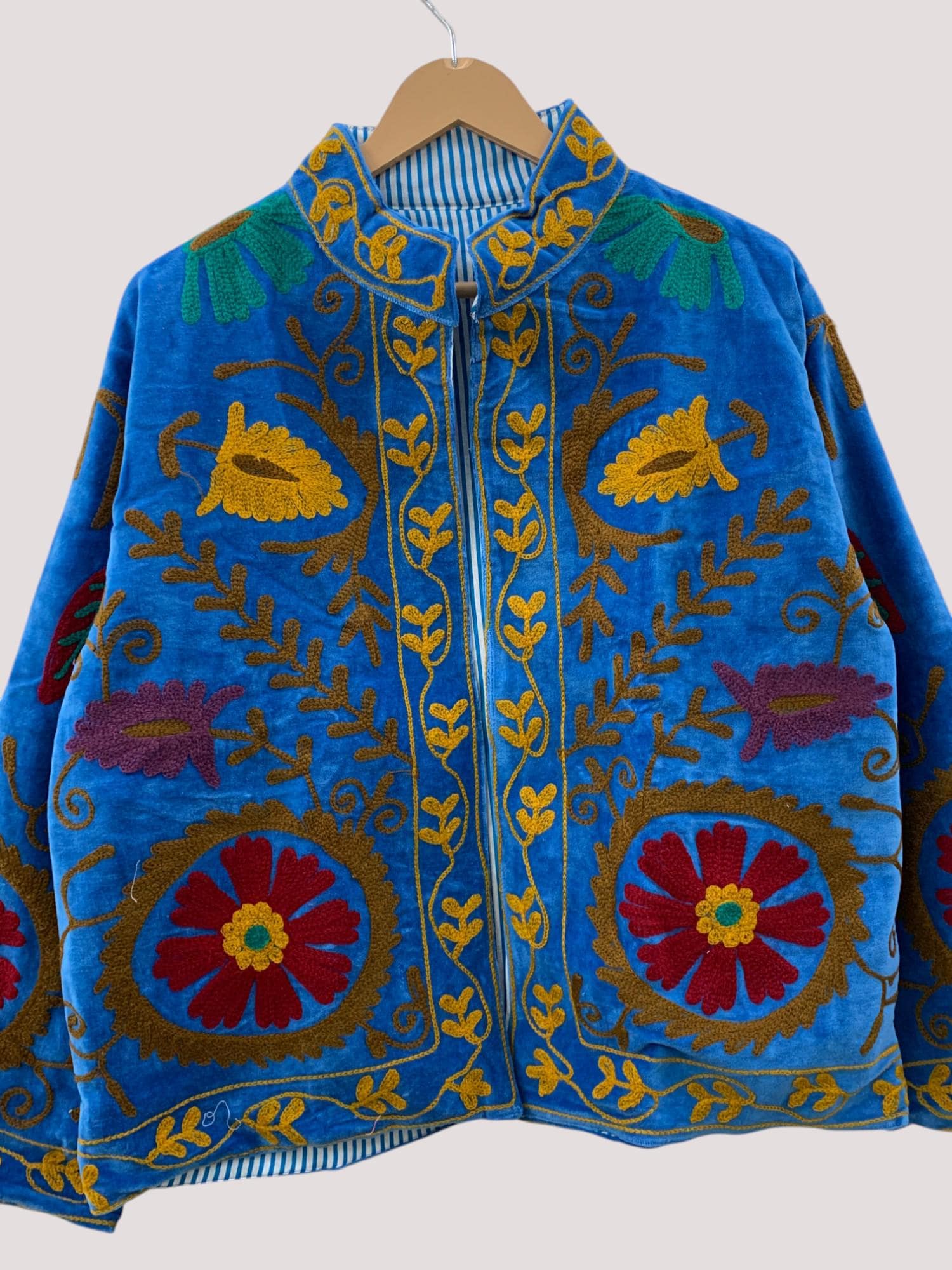 Suzani Velvet Short Jacket | Indian Suzani Embroidery Jacket | Winter Wear Women's Jacket Coat | Suzani Coat | Gift For Her |Duster Jacket