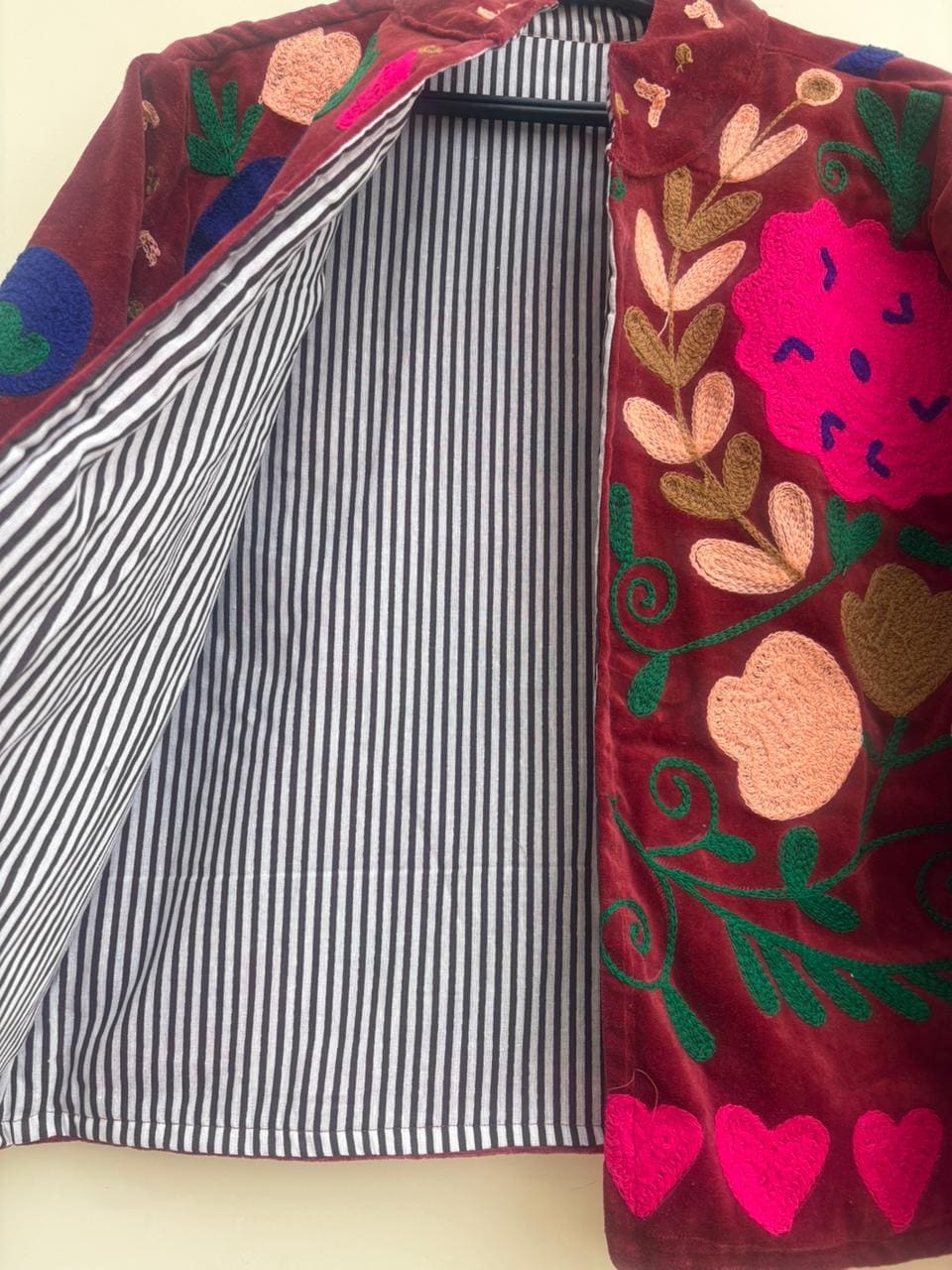 Handmade Suzani Velvet Jacket | Traditional Boho Jacket | Embroidered Jacket Coat | Ethnic Kimono Jacket | Gift for Her | Artisan Jacket