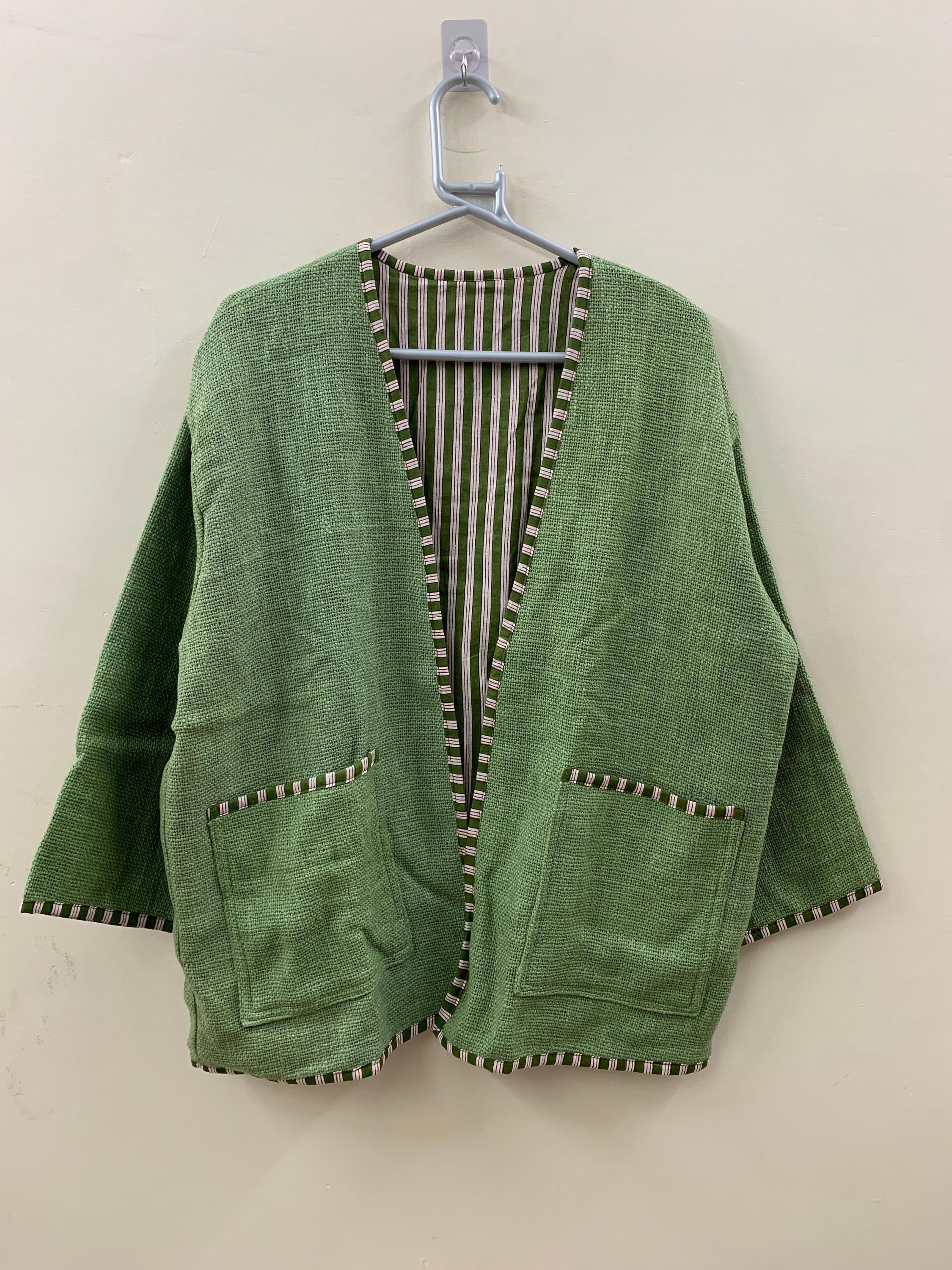 Green TNT Suzani Embroidery Cotton Kimono, Loungewear Soft TNT Jacket, Women's Clothing | Street Japanese Spring Kimono | Gift for Her