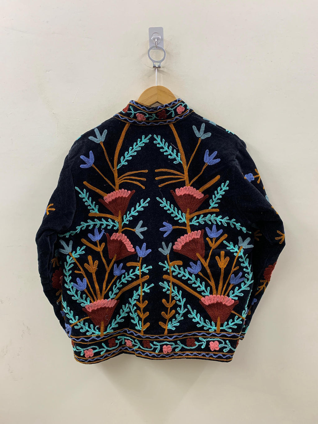 Suzani Embroidered Velvet Winter Jacket | Handmade Short Festival Coat | Ethnic Bohemian Outerwear | Winter Kimono Jacket | Gift For Wife