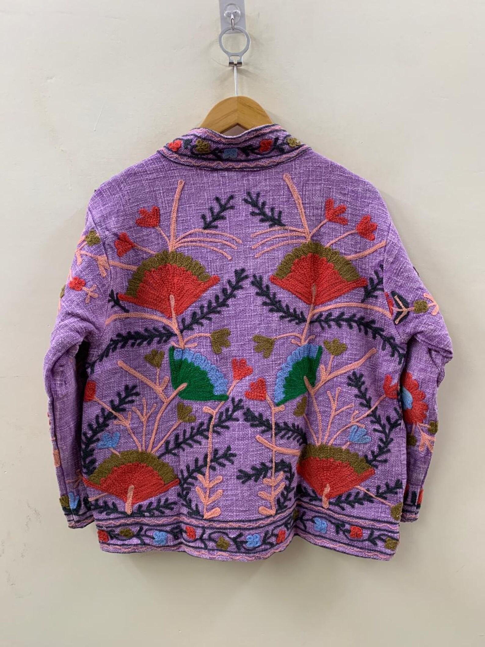 Vintage Suzani Short Jacket | Handmade Embroidered Boho Coat | Gift For Her