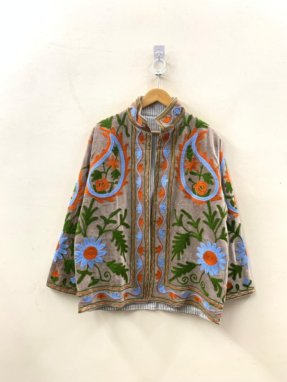 Suzani Velvet Short Jacket | Indian Suzani Embroidery Jacket | Winter Wear Women's Jacket Coat | Suzani Coat | Gift For Her |Duster Jacket