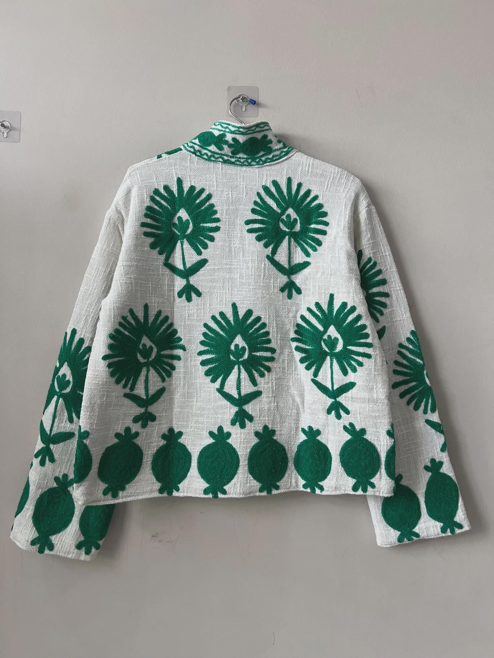 Handmade Suzani Embroidery Spring Jacket, Women's Quilted Jacket, Ethnic Unisex Coat, Suzani Short Quilted Jacket | Gift For Her | Outerwear