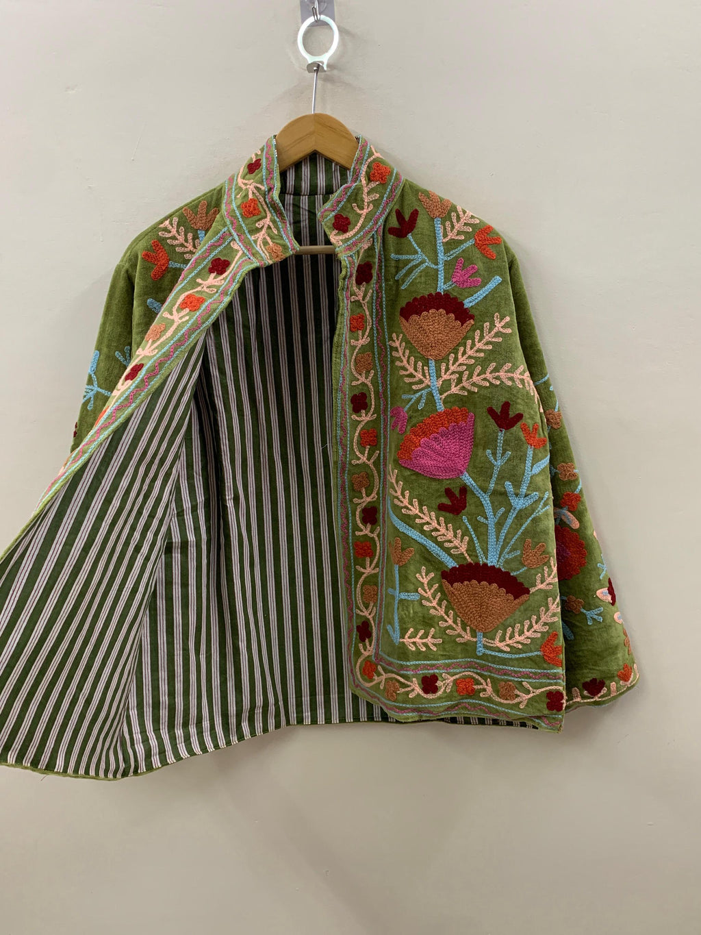 Velvet Suzani Hand Embroidered Jacket | Partywear Tailored Jacket |Bomber Coat | Hippie Jacket | 70s Style Coat | Gift For Her | Winter Coat