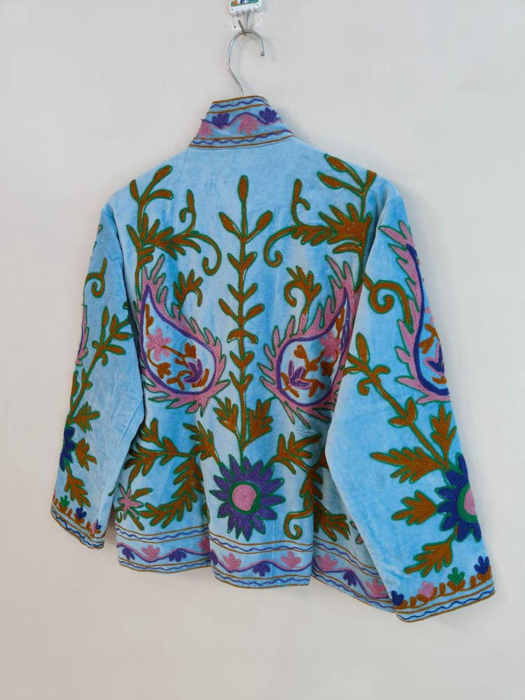 Suzani Embroidered Velvet Winter Jacket | Short Festival Coat | Ethnic Bohemian Outerwear | Winter Kimono Jacket | Gift For Her