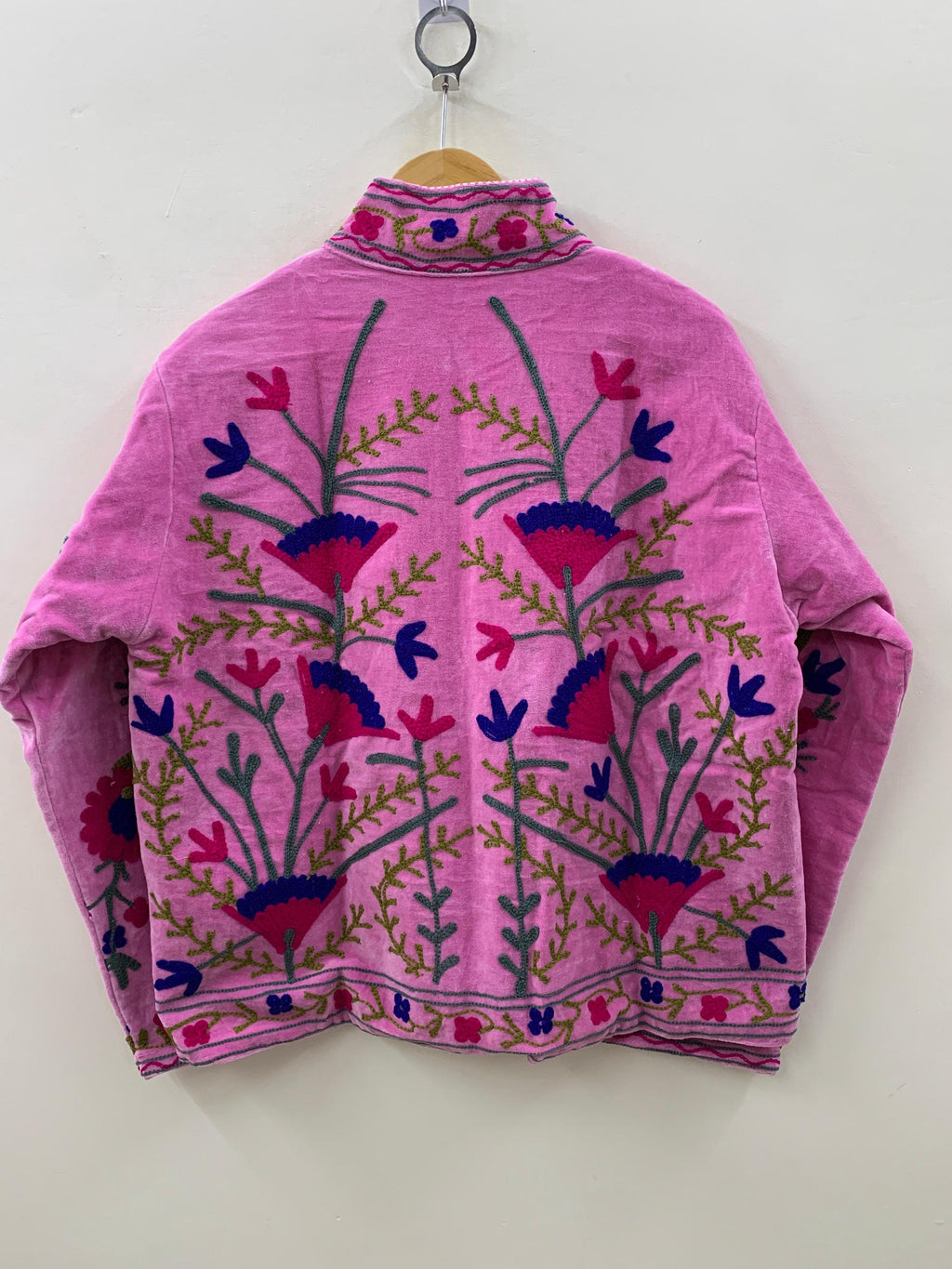 Floral Suzani Embroidered Velvet Jacket | Handmade Short Festival Coat | Ethnic Bohemian Outerwear | Winter Kimono Jacket | Gift For Wife