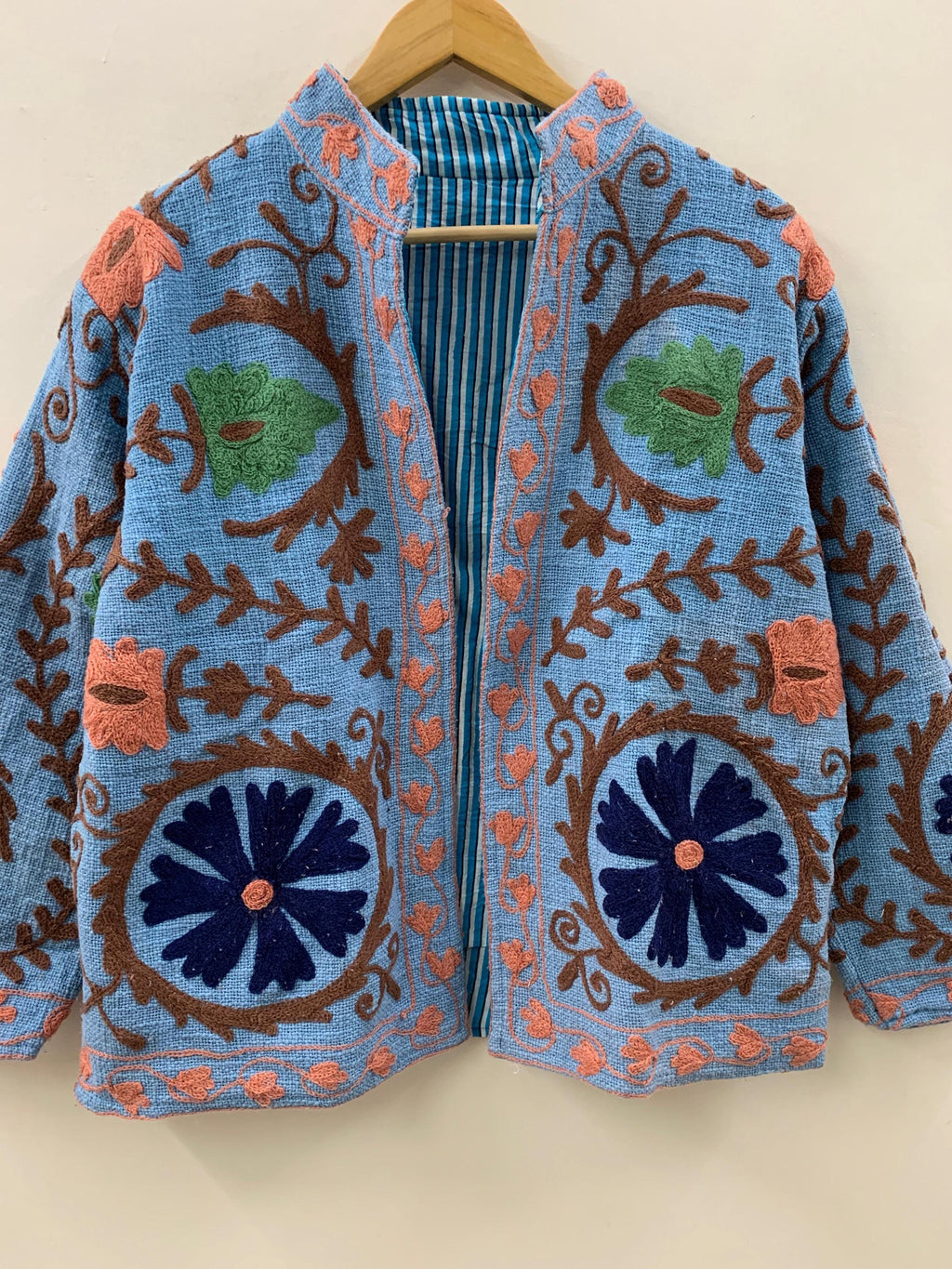 Handmade Suzani TNT Fabric Jacket | Short Boho Coat for Women | Button Closure Winter Outerwear | Stylish Spring Layer Gift
