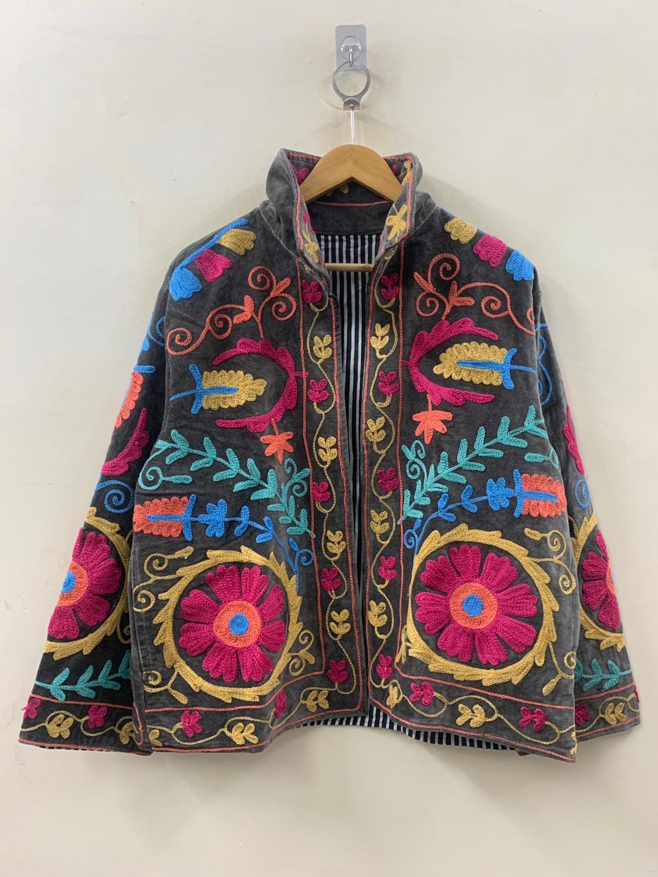Boho Suzani Jacket Velvet | Embroidered Ethnic Coat | Vintage Bohemian Jacket Women | Winter Warm Outerwear | Gift for Her | Festival Outfit
