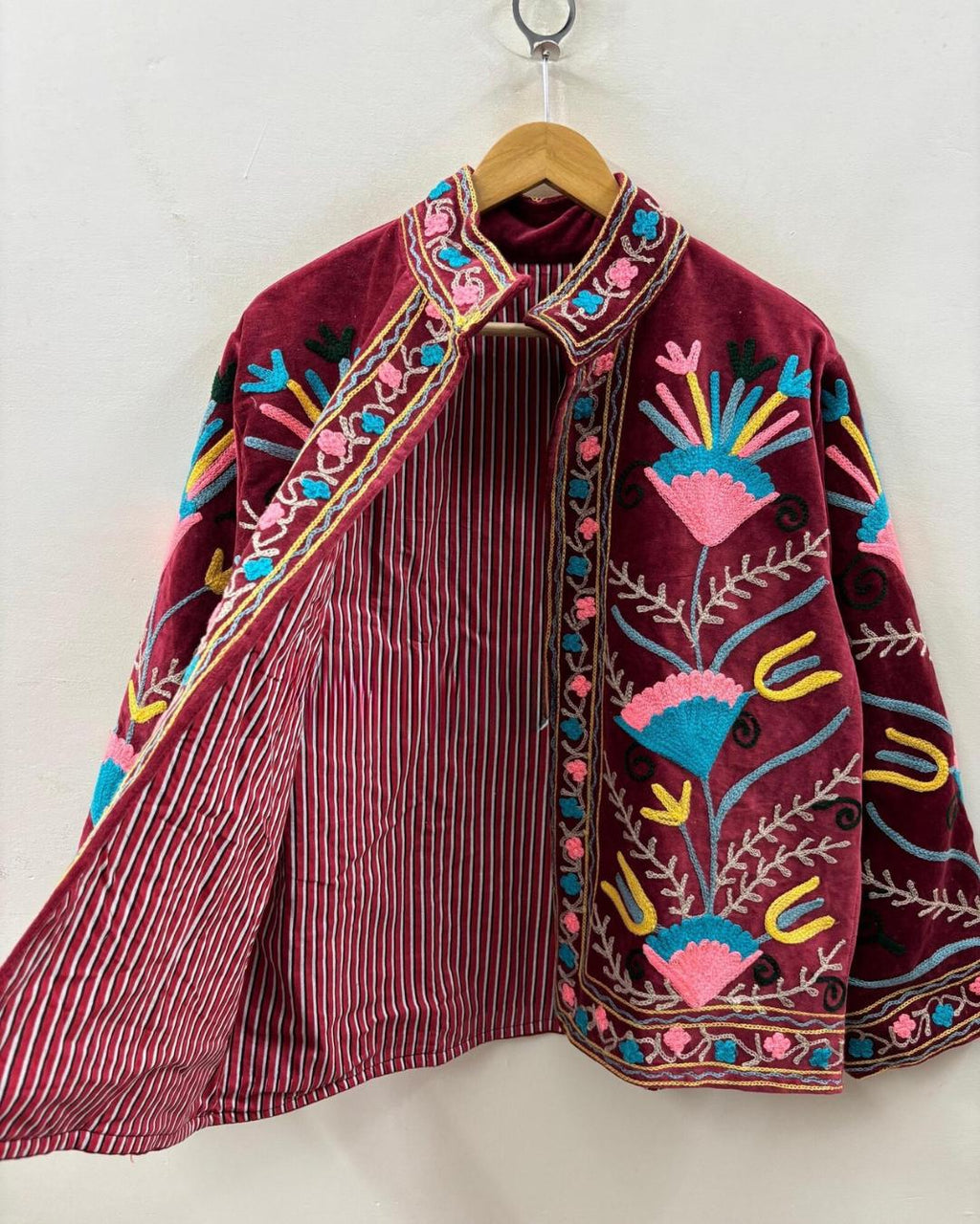 Handmade Suzani Embroidered Velvet Jacket | Bohemian Festival Coat | Traditional Ethnic Wear | Floral Artisan Jacket | Winter Outerwear