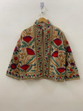 Hand Embroidered Suzani Short Velvet Jacket | Button Front Winter Outerwear | Short Jacket | Spring Jacket | Gift For Her |Velvet Coat