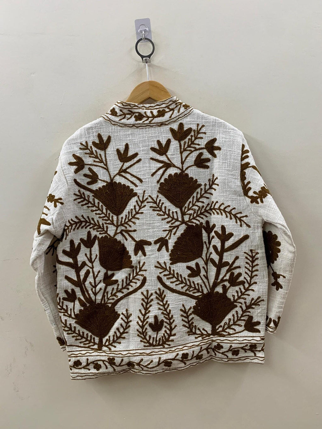 Indian Suzani Women Short Coat, Women's Jacket, Cotton Handmade Embroidery Coat, Suzani Cotton Boho Jacket, Gift For Her, Boho Suzani Coat