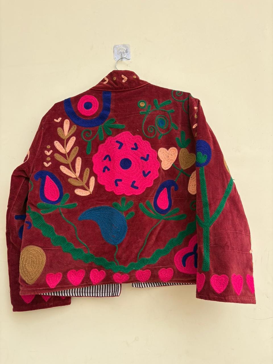 Handmade Suzani Velvet Jacket | Traditional Boho Jacket | Embroidered Jacket Coat | Ethnic Kimono Jacket | Gift for Her | Artisan Jacket