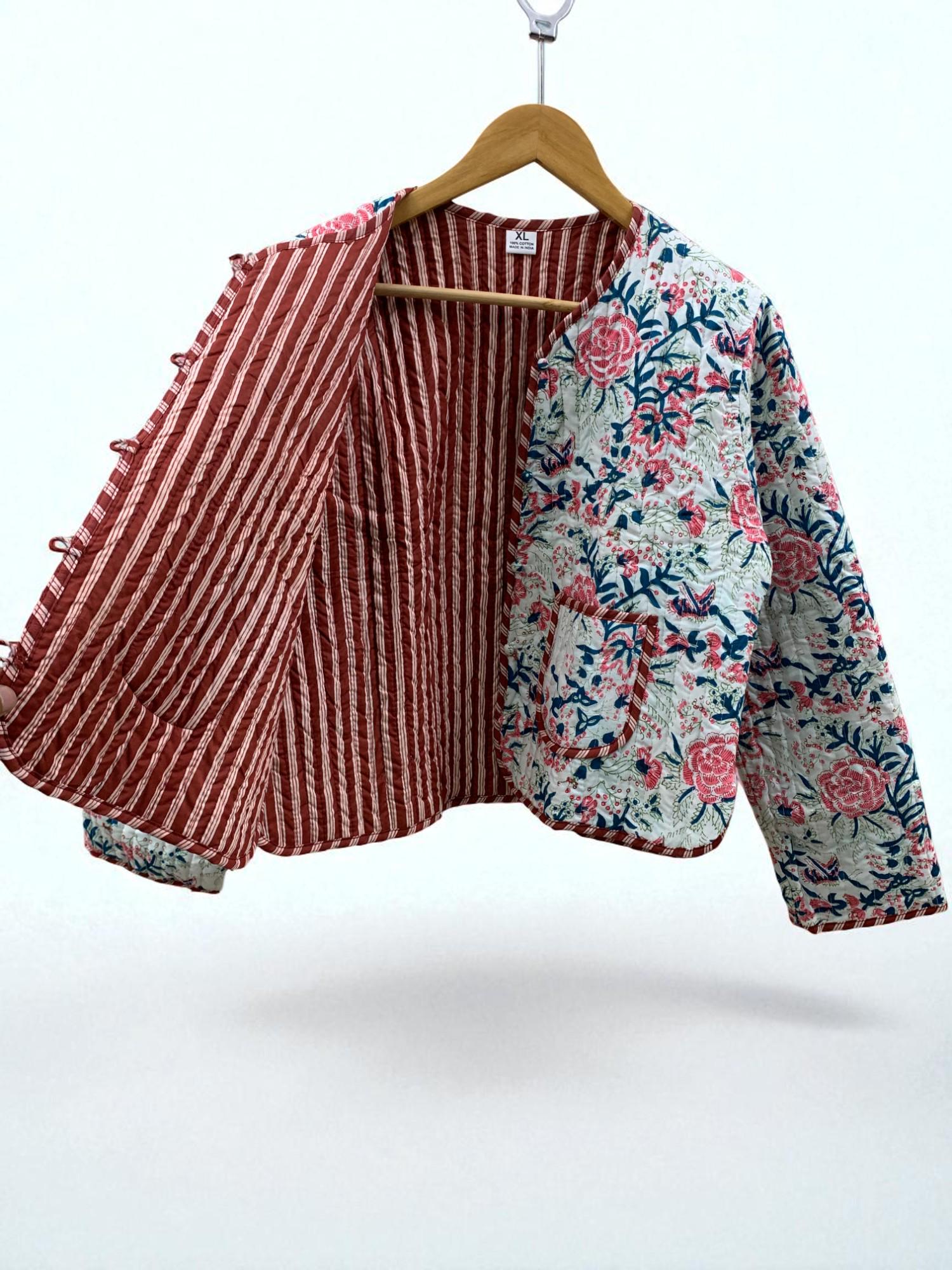Cotton Quilted Cropped Boho Jacket | Women's Printed Lightweight Cropped Jacket | Spring Jacket | Bomber Jacket | Gift For Her | Outerwear