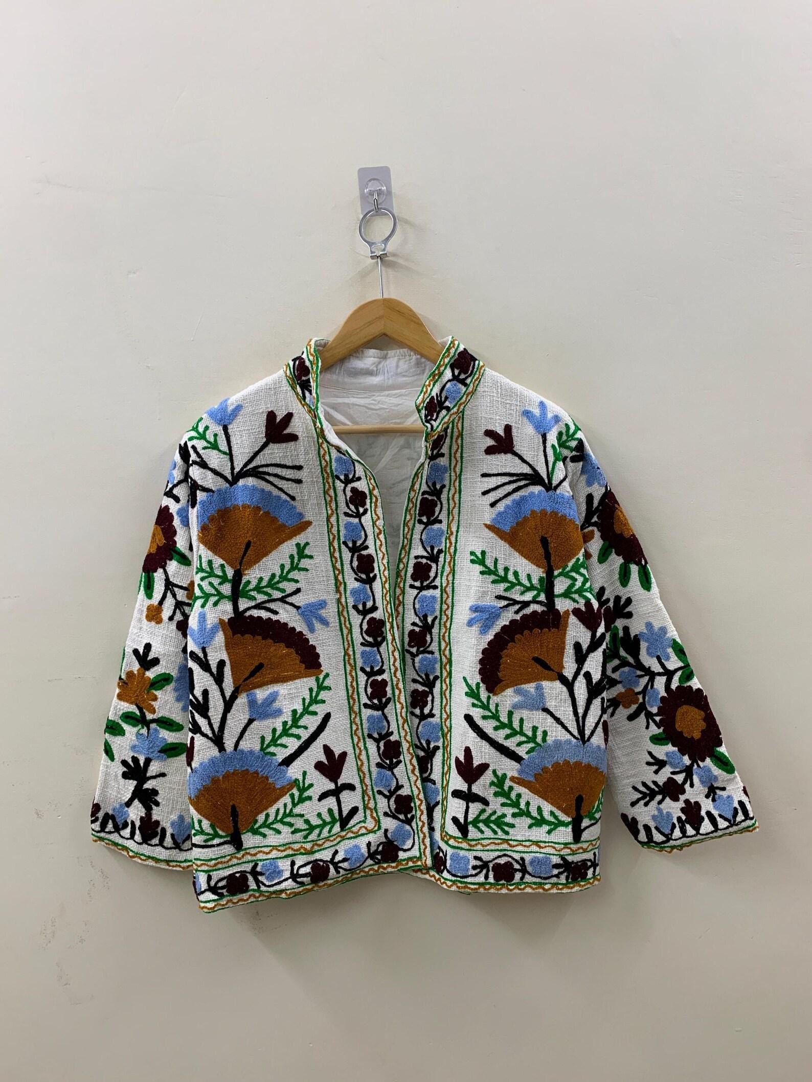 Handmade Soft TNT Fabric Suzani Jacket | Modern Short Chic Coat | Boho Embroidered Women’s Jacket | Unique Gift for Her