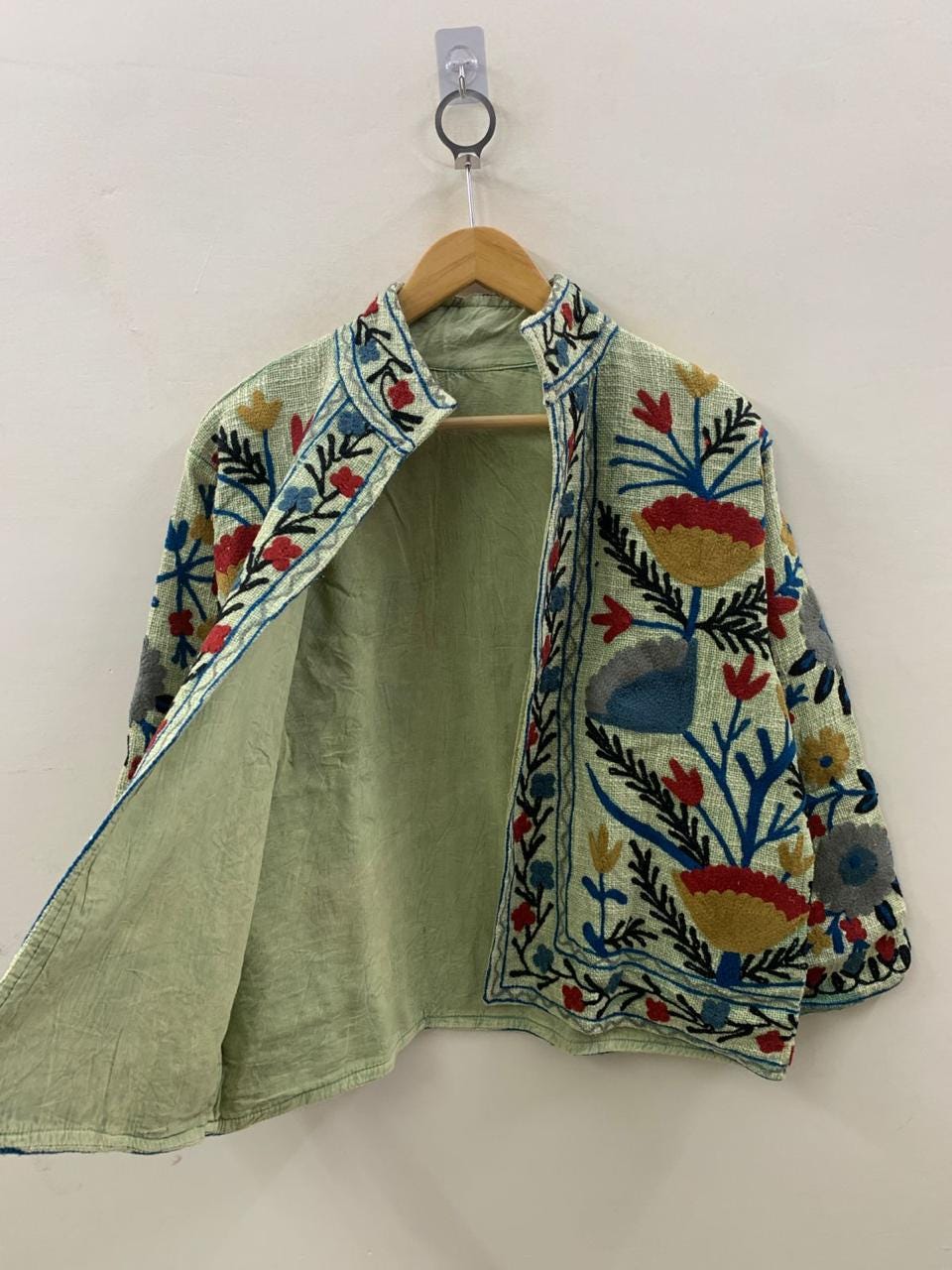 Green TNT Fabric Suzani Jacket | Street Jacket | Gift For Her| Suzani Embroidery Jacket | Winter Wear Coat | Women's Coat | Suzani Jacket