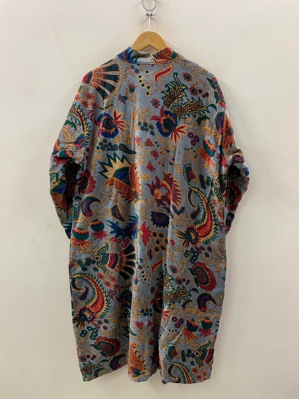 Boho Velvet Kimono Robe Colorful Paisley Floral Lounge Wear | Soft Velvet Dressing Gown | Women's Bohemian Robe with Belt | Festival Kimono