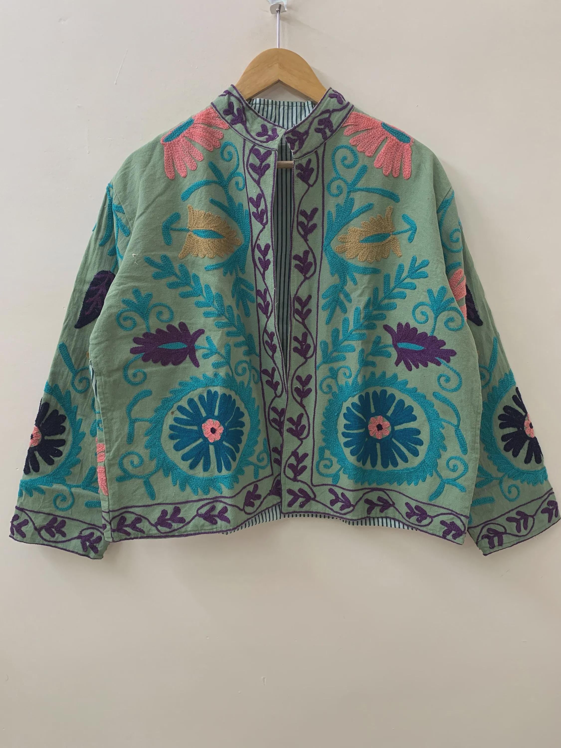 Suzani Jacket Velvet | Winter Embroidered Coat | Ethnic Vintage Outerwear | Boho Jacket Women | Hippie Style Coat | Gift For Her
