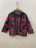 Handmade Suzani Embroidered Velvet Jacket | Handmade Short Festival Coat | Ethnic Bohemian Outerwear | Winter Kimono Jacket | Gift For Wife