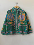 Velvet Suzani Hand Embroidered Jacket | Floral Tailored Jacket |Bomber Coat | Hippie Jacket | 70s Style Coat | Gift For Her |Winter Coat
