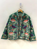 Ethnic Suzani Embroidered Velvet Winter Jacket | Handmade Short Festival Coat | Bohemian Outerwear | Winter Kimono Jacket | Gift For Wife