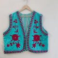 Blue Suzani Vest | Boho Embroidered Waistcoat |Gift For Her | Sleeveless Ethnic Jacket | Vintage Suzani Gilet | Festival Boho Clothing
