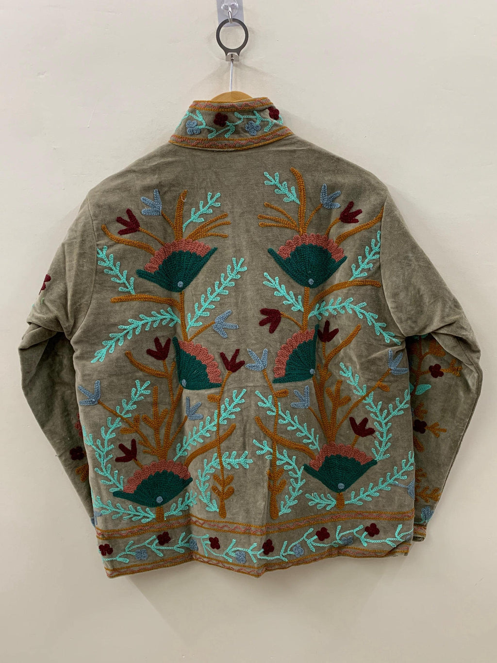 Embroidered Suzani Fabric Short Velvet Jacket | Button Winter Coat | Short Jacket | Spring Bomber Jacket | Gift For Her | Velvet Coat
