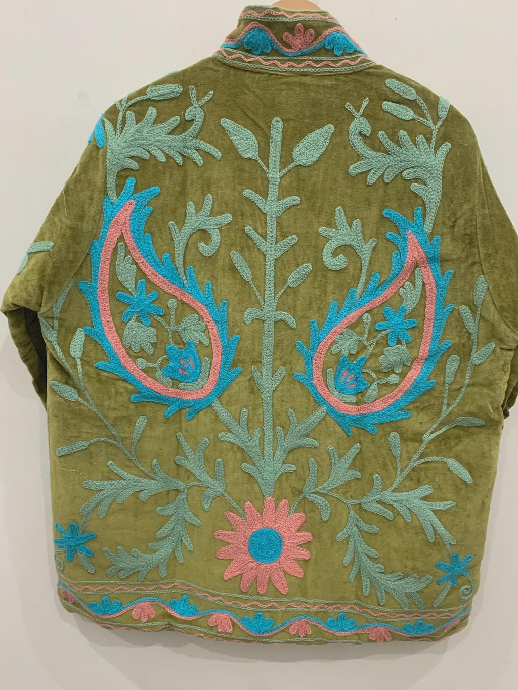 Bohemian Suzani Kimono Jacket | Oversized Velvet Embroidered Coat | Vintage Inspired Outerwear | Cropped Jacket | Winter Wear Jacket | Gift