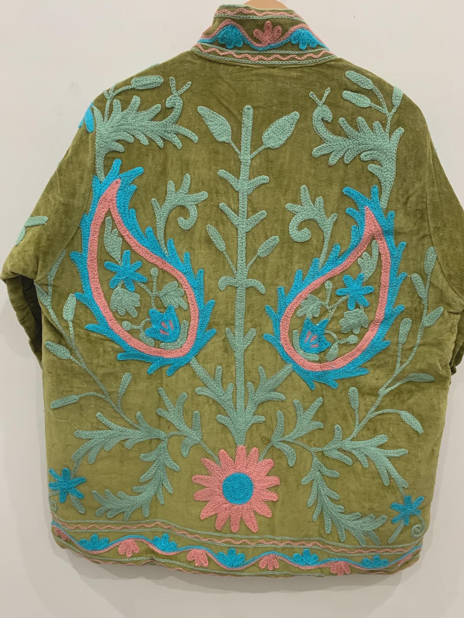 Bohemian Suzani Kimono Jacket | Oversized Velvet Embroidered Coat | Vintage Inspired Outerwear | Cropped Jacket | Winter Wear Jacket | Gift