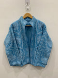 Blue Suzani TNT Fabric Short Boho Jacket | Long Sleeve Button Winter Coat | Short Jacket | Spring Bomber Jacket | Gift For Her | TNT Coat