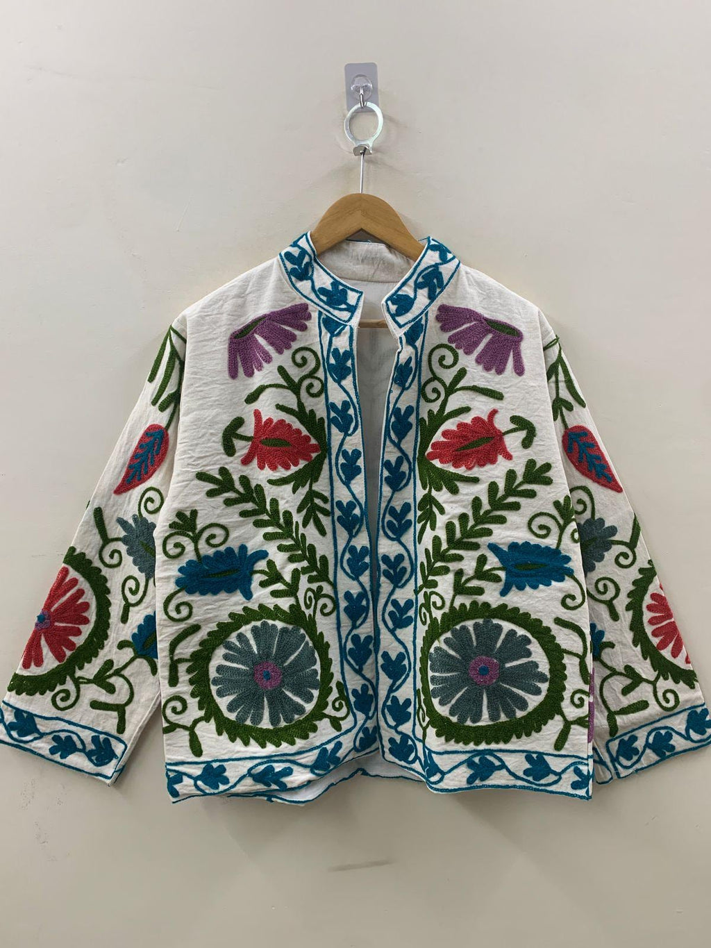Boho Floral Suzani TNT Fabric Short Jacket | Long Sleeve Button Winter Coat | Short Jacket | Spring Bomber Jacket | Gift For Her | TNT Coat