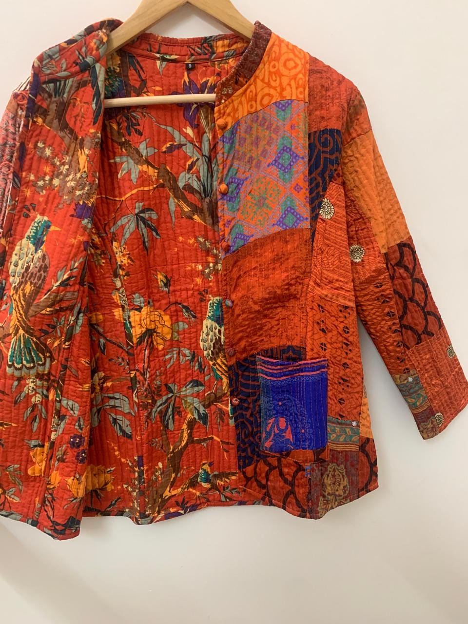 Handmade Silk Quilted Patchwork Jacket | Boho Style Wearable Art | Statement Layer Jacket | Kantha Coat | Short Jacket | Winter Wear Jacket