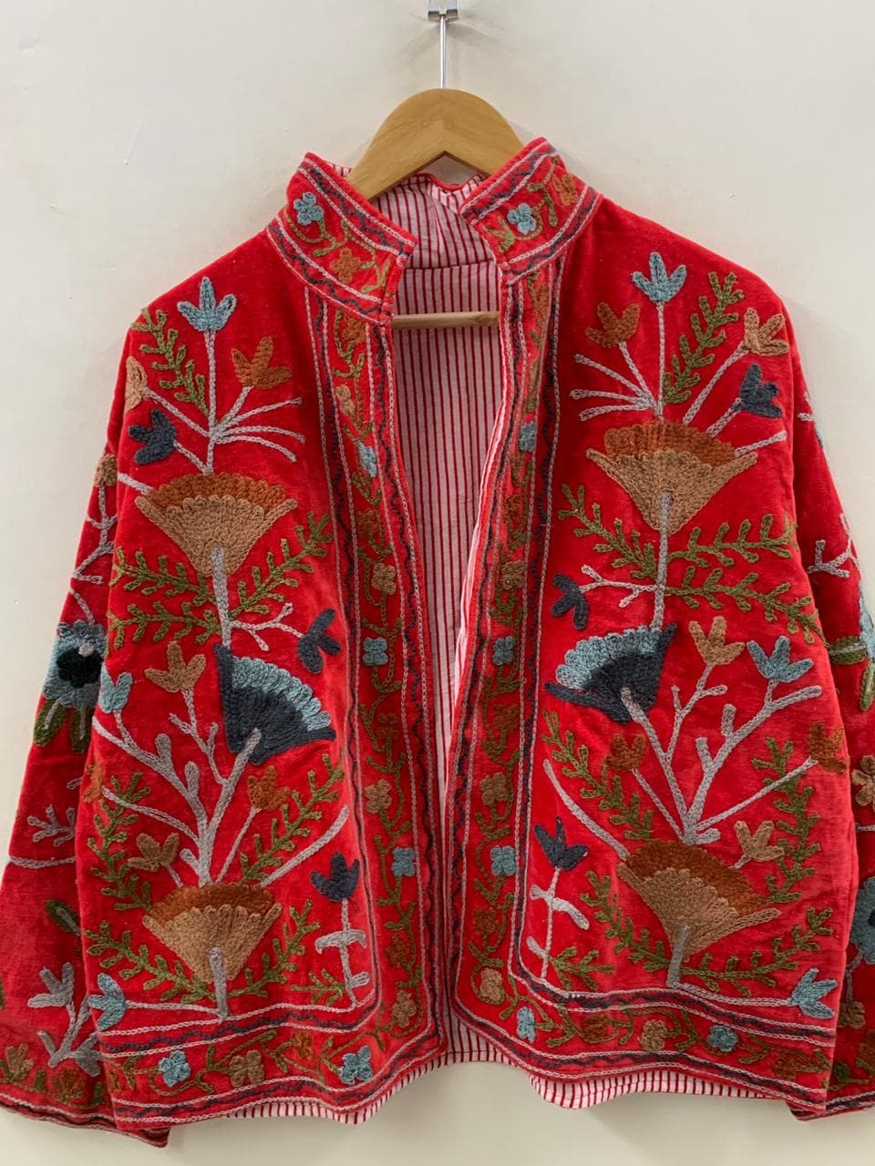 Red Velvet Suzani Embroidery Jacket | Suzani Duster Jacket | Winter Kimono Jacket | Women's Bomber Coat, Robe, Gift For Her |Street Fashion