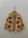 Suzani Embroidered Velvet Winter Jacket | Handmade Short Festival Coat | Ethnic Bohemian Outerwear | Winter Kimono Jacket | Gift For Wife