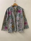 Handmade Ethnic Embroidered Cotton Suzani Kimono | Boho Throw Shrug | Tribal Festival Spring Coat | Statement Duster Outerwear