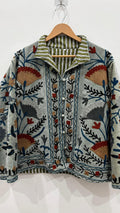 Indian Suzani Embroidery Jacket Batton Coat, Winter Suzani Jacket, Velvet Kimono Coat, Suzani Coat, Outerwear, Travel Jacket, Gift For Her