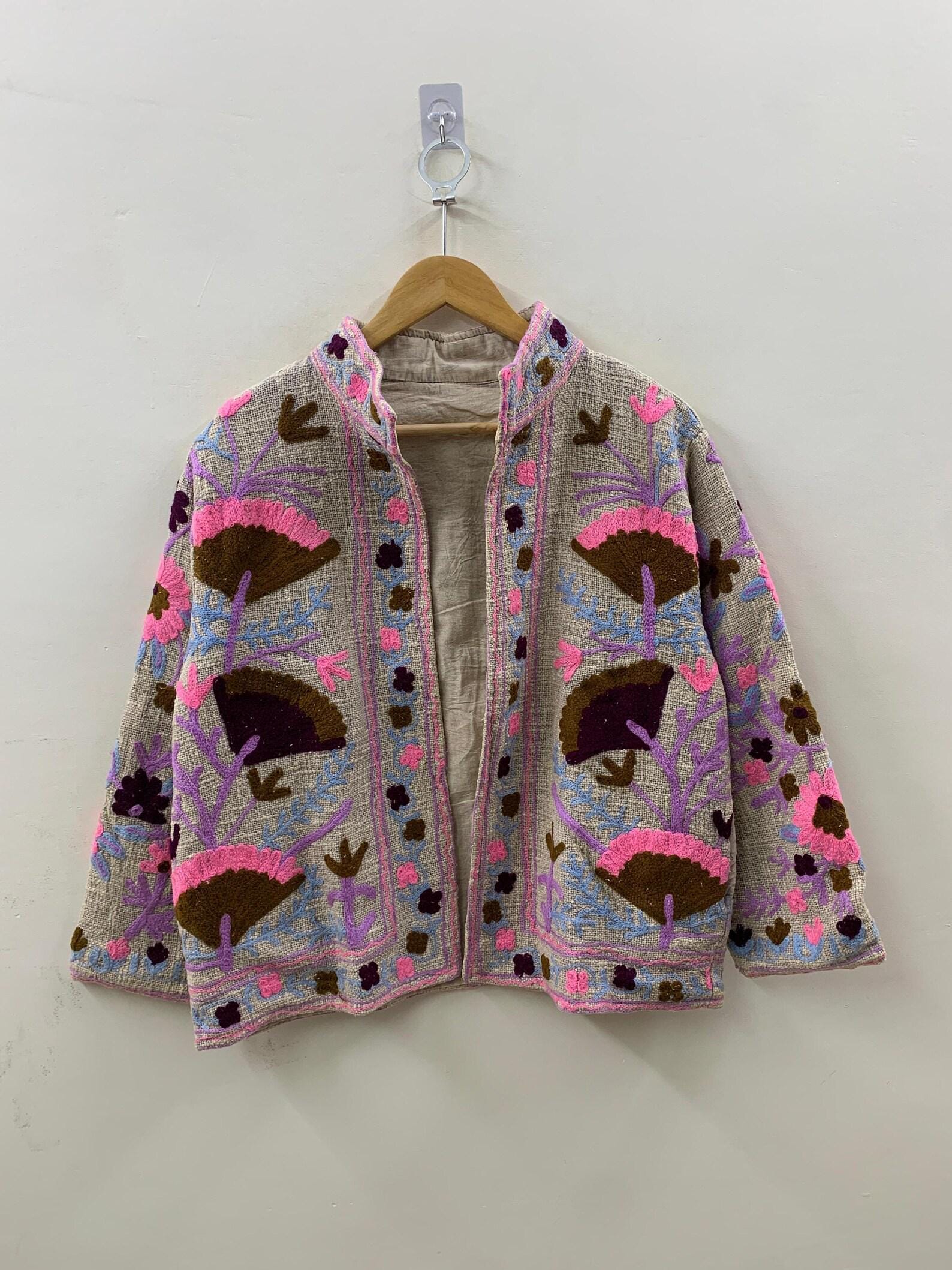 Women's TNT Fabric Suzani Jacket | Boho Coat| Gift For Her| Suzani Embroidery Winter Wear Coat | Duster Coat