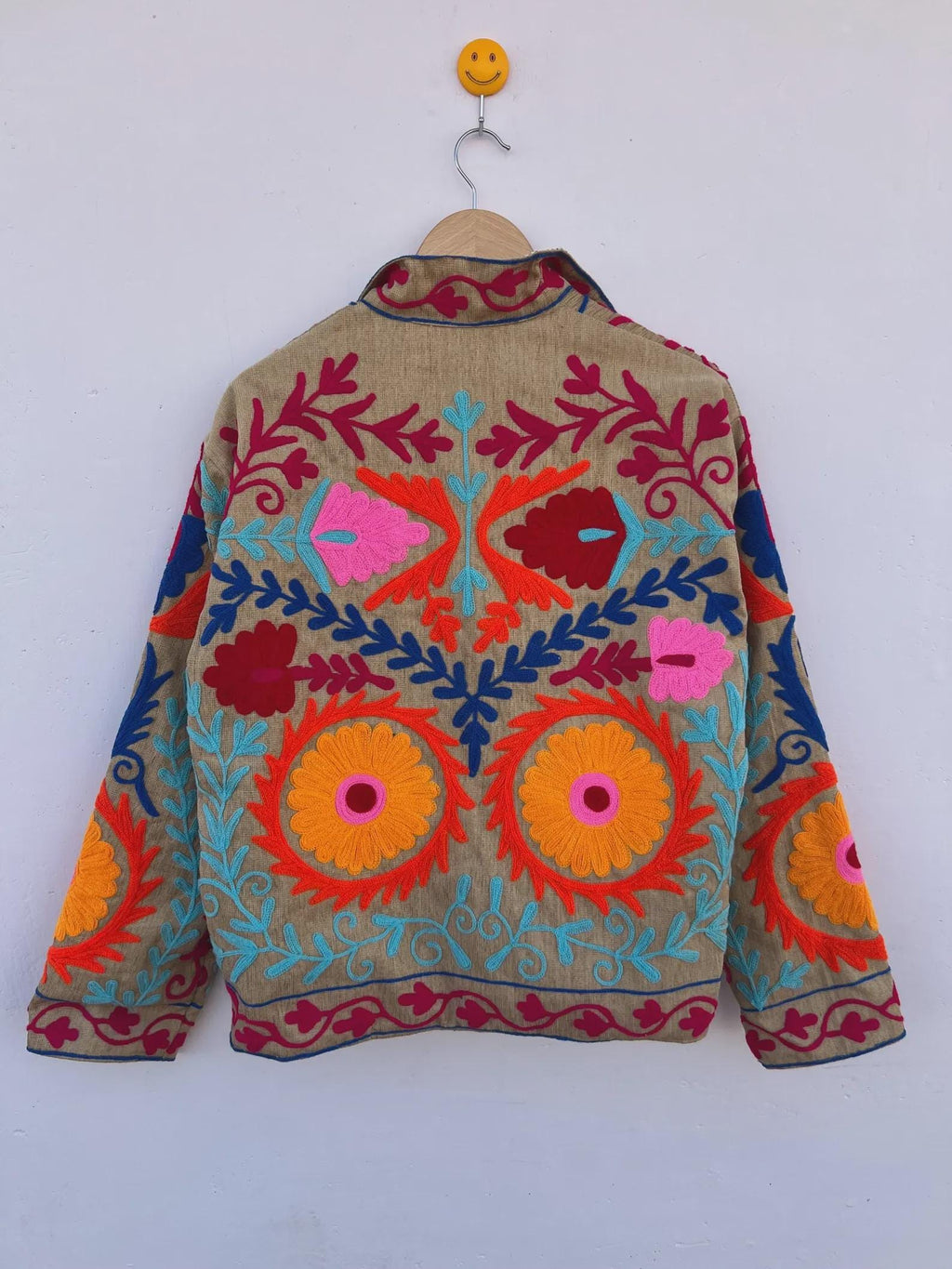 Embroidered Suzani Cotton Boho TNT Jacket | Handmade Floral Winter Coat |Gift For Her