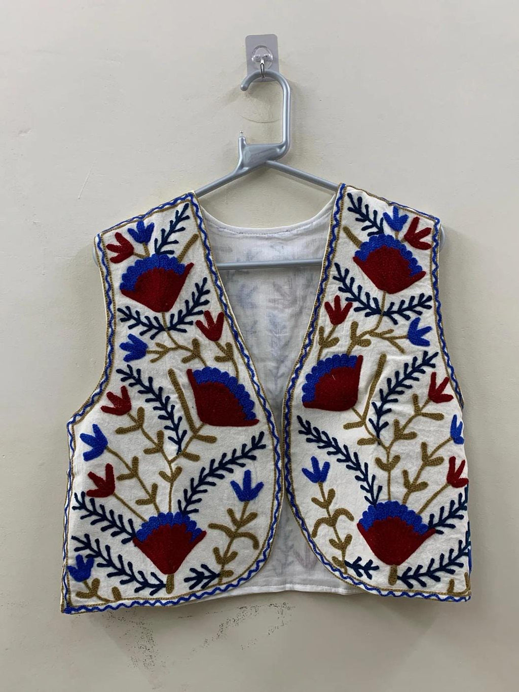 Hand-Embroidered Suzani Cotton Vest Top | Boho Floral Waistcoat | Cotton Lined Ethnic Sleeveless Jacket | Handmade Bohemian Vest