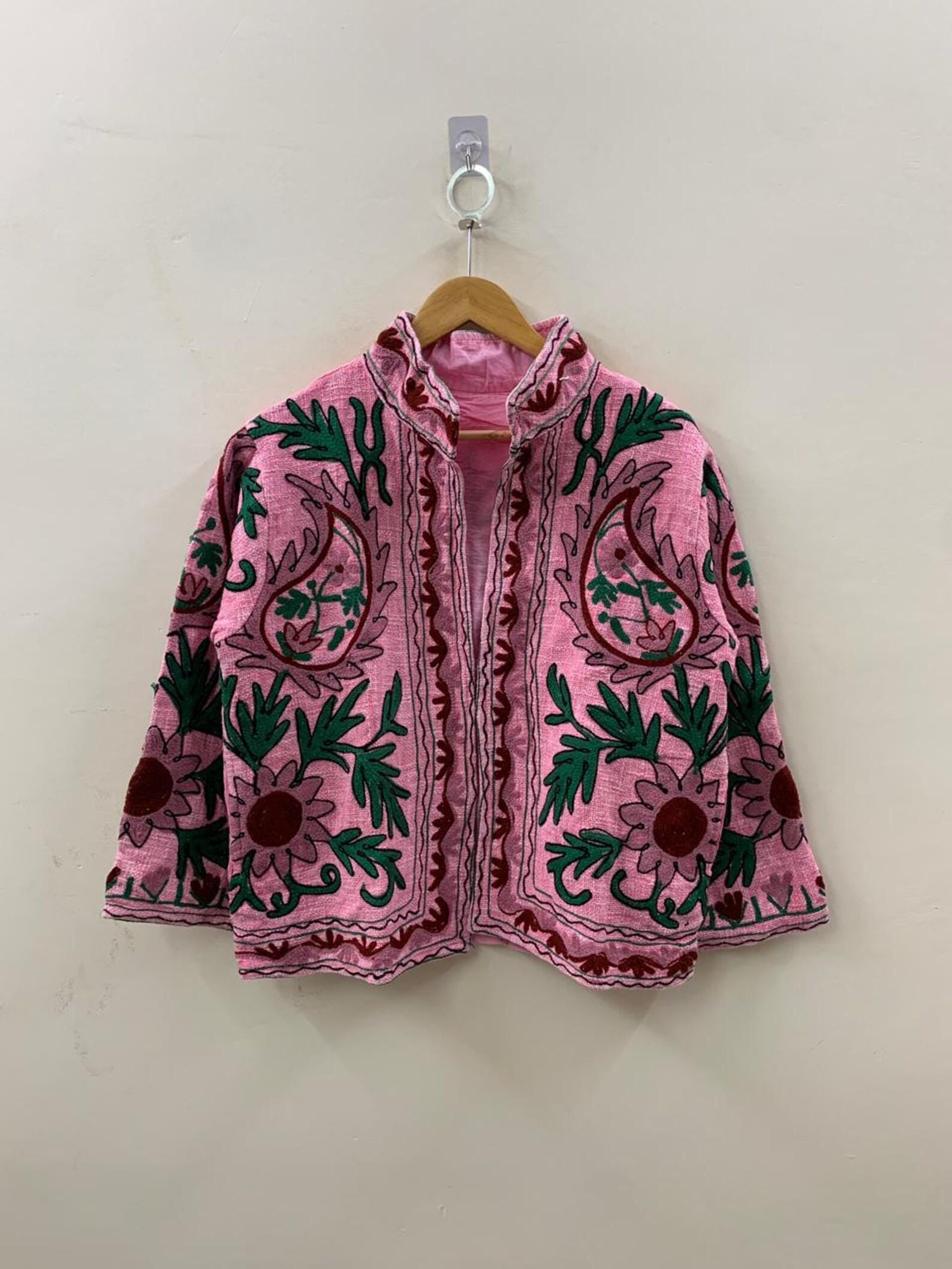 Floral TNT Suzani Jacket | Embroidered Winter Short Coat | Gift For Her