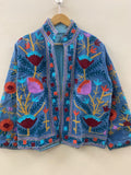 Velvet Suzani Embroidery Jacket for Women | Boho Embroidered Coat | Vintage Uzbek Suzani Jacket | Festival Wear Outerwear |  Gift For Her