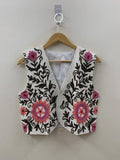 Suzani Embroidered Cotton Vest: Boho Floral Waistcoat| Handmade Jacket | Cotton Inside | Layered Look  Vest | Street Style Vest | Gift Idea