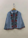 Grey TNT Suzani Short Jacket | Embroidered Floral Coat Robe | Ethnic Uzbek Textile | Festival Kimono Jacket |Warm Outerwear |Gift For Her